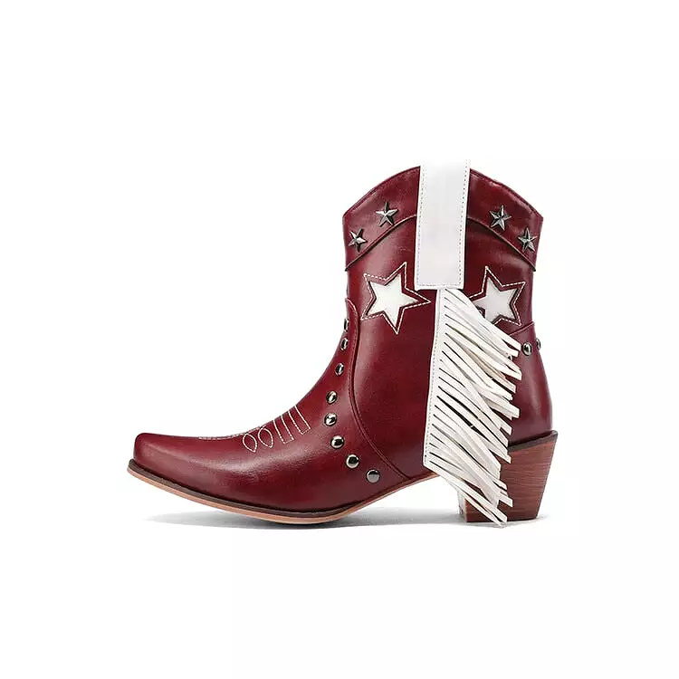 2024 New High Heeled Women Western Ankle Boots Pointed Toed