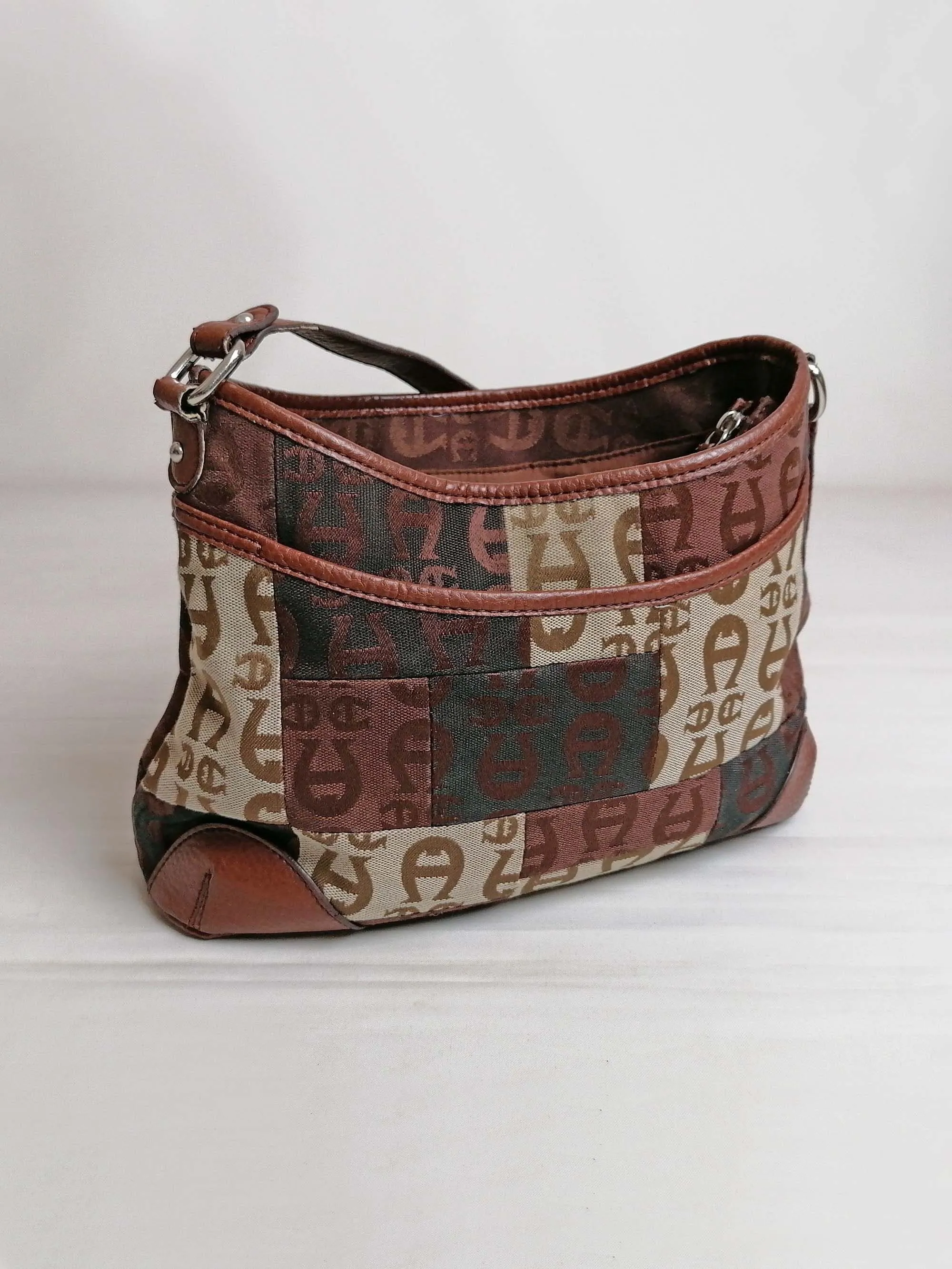 90's ETIENNE AIGNER Textile Canvas Bag Logo Print