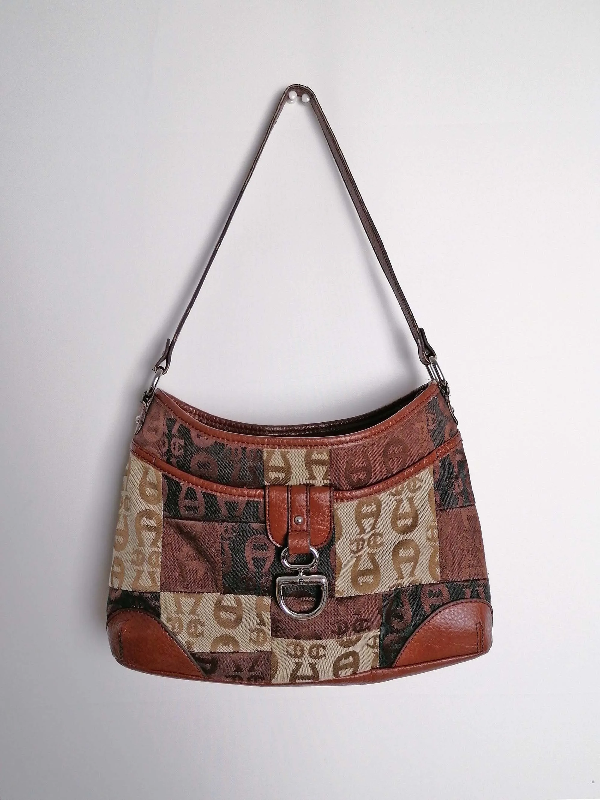 90's ETIENNE AIGNER Textile Canvas Bag Logo Print