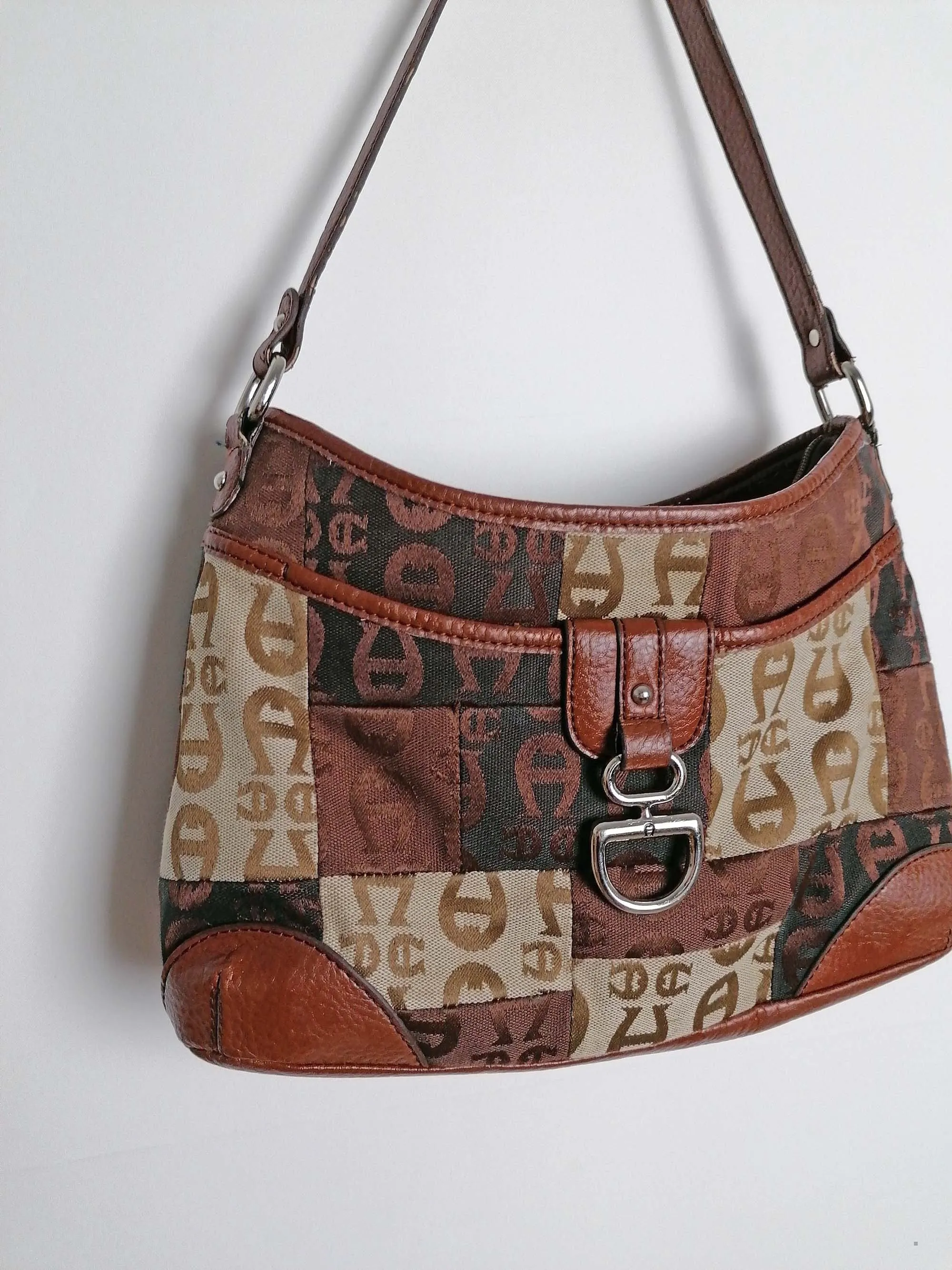 90's ETIENNE AIGNER Textile Canvas Bag Logo Print