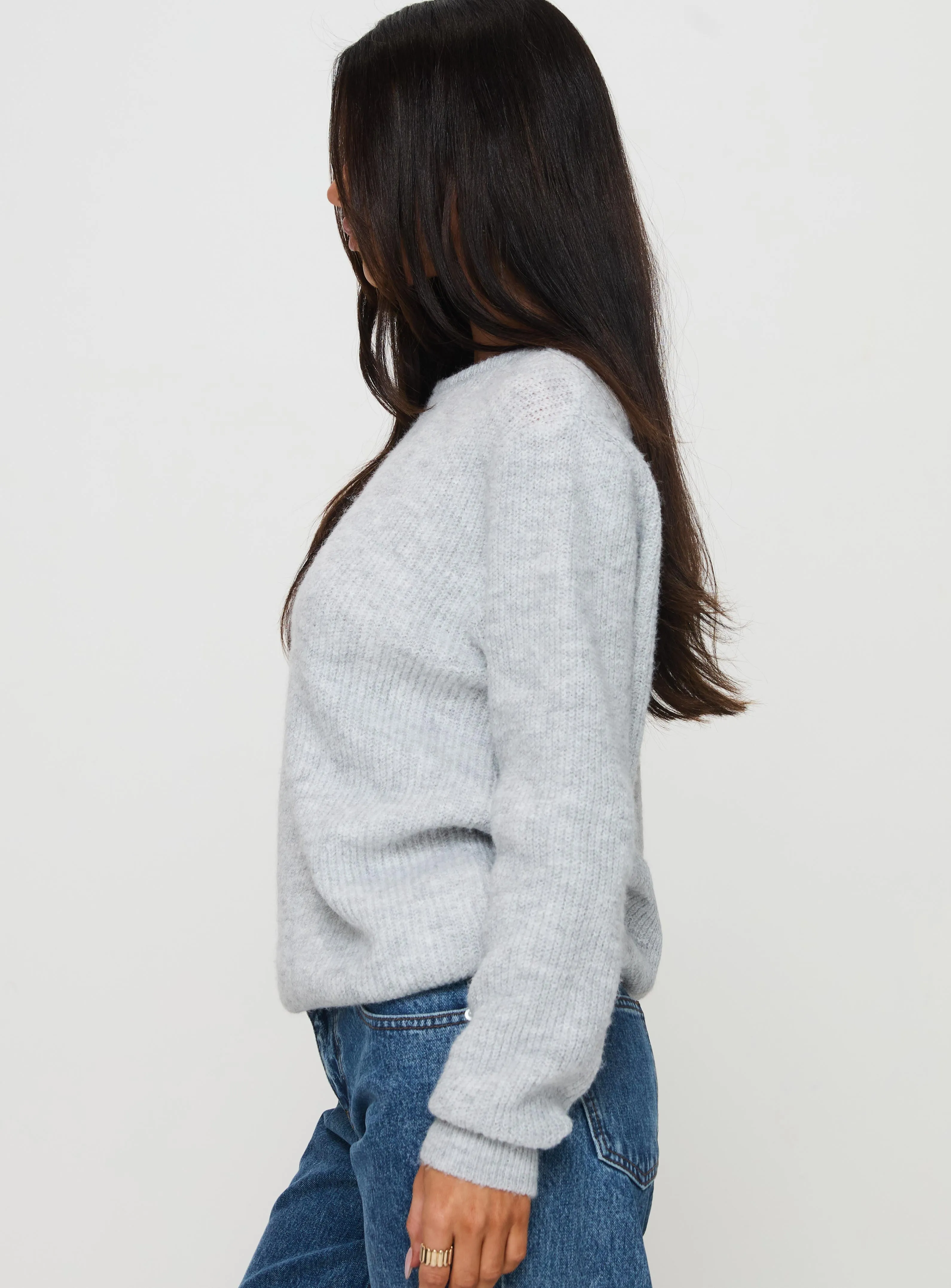 Abrams Rib Knit Crew Sweater Grey Marle