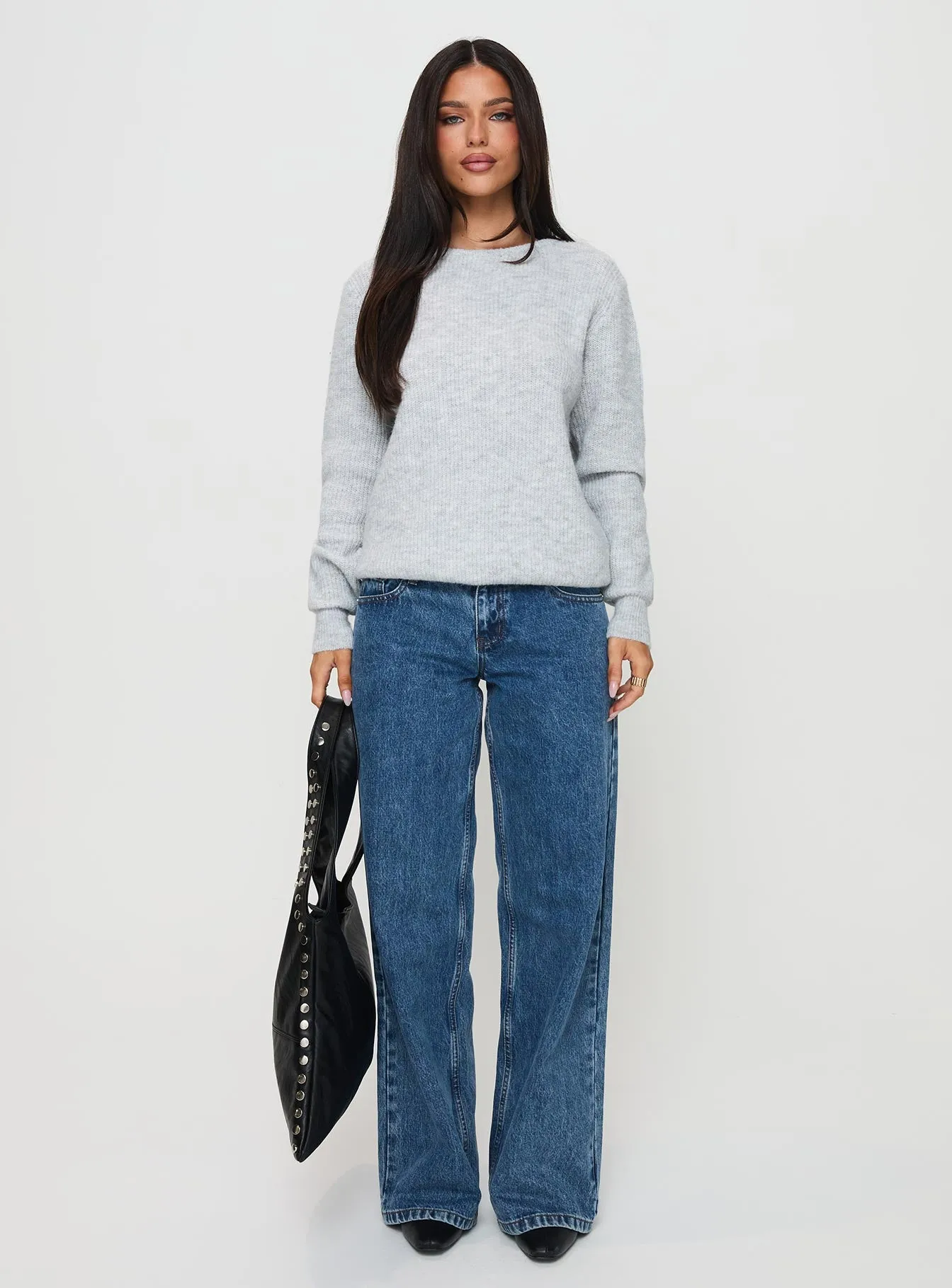 Abrams Rib Knit Crew Sweater Grey Marle