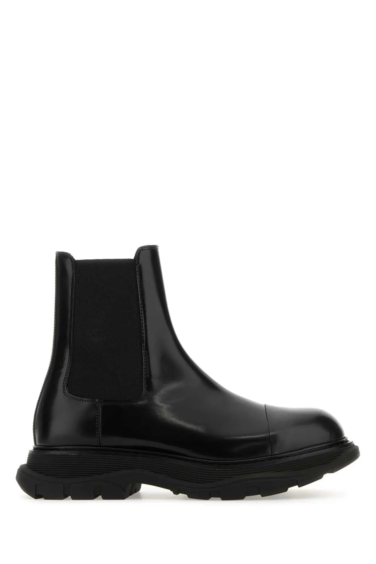 Alexander Mcqueen Black Leather Chelsea Tread Ankle Boots