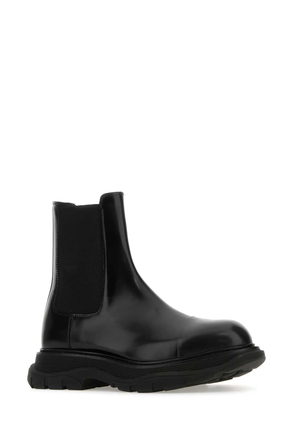 Alexander Mcqueen Black Leather Chelsea Tread Ankle Boots