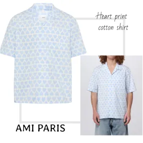 AMI PARIS  |Heart Cotton Short Sleeves Designers Shirts