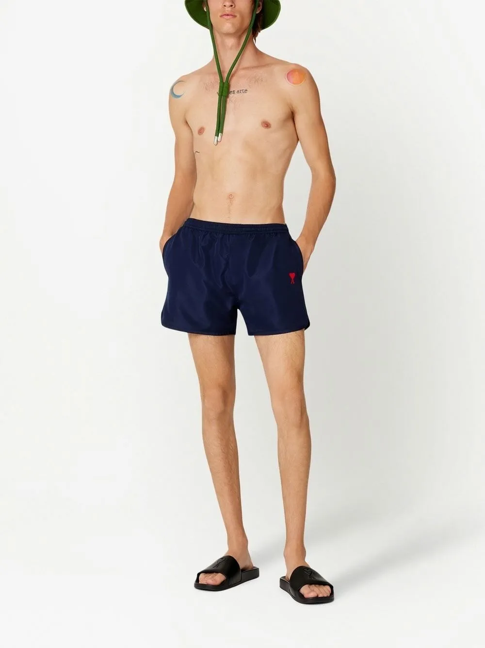 AMI Paris Short de bain Marine logo brodé