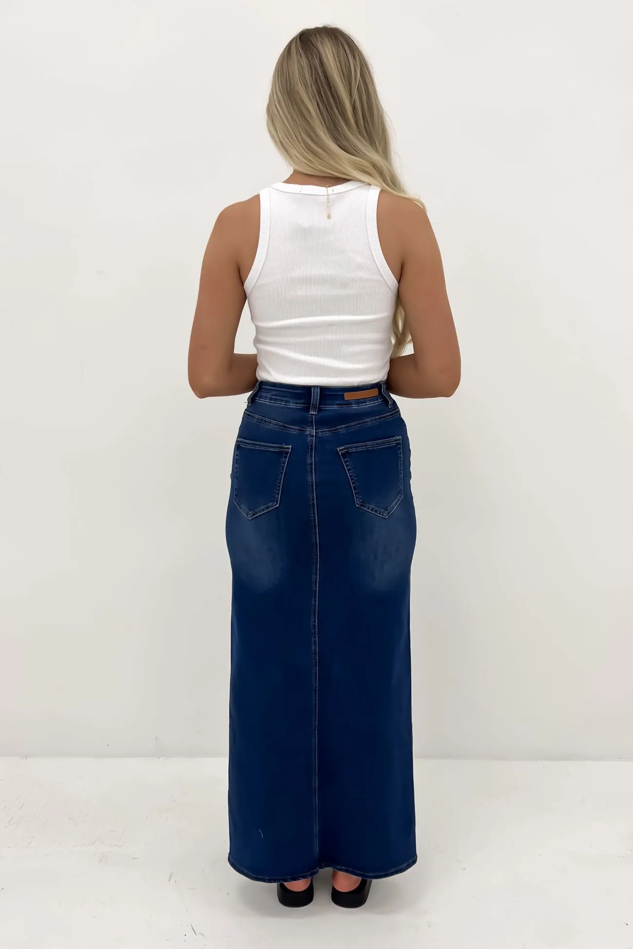 Ana Denim Maxi Skirt Dark Blue