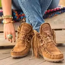 Ashore Shop Winter Women Ankle Boots British Style  Tassel Boots