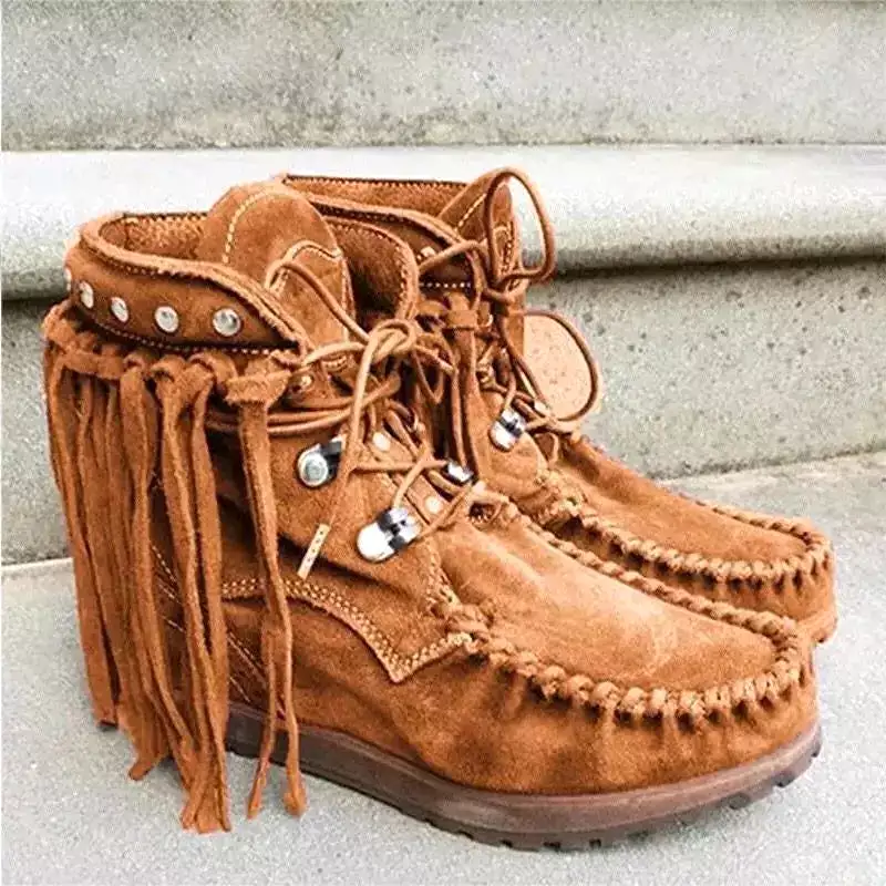 Ashore Shop Winter Women Ankle Boots British Style  Tassel Boots