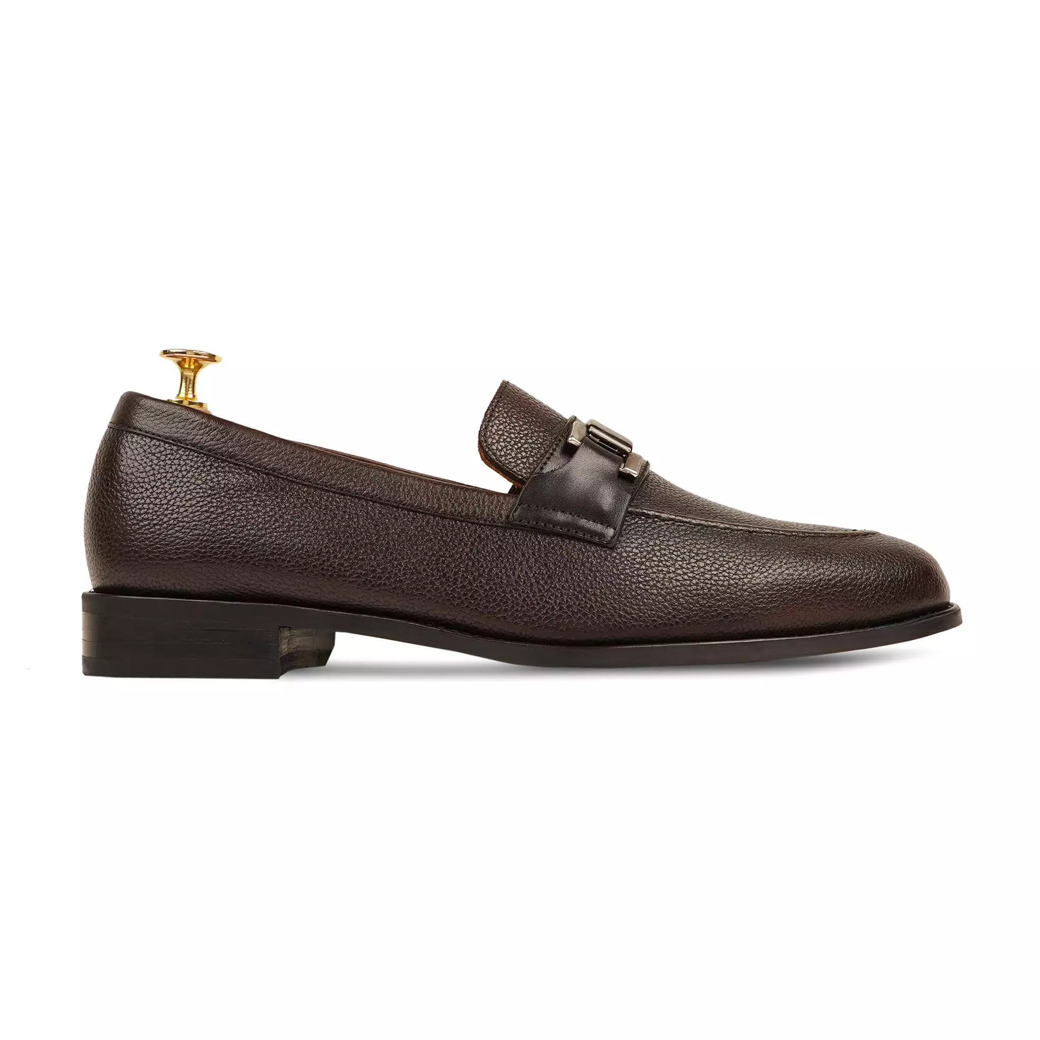 ATHENA - DARK BROWN PEBBLE GRAIN LOAFER