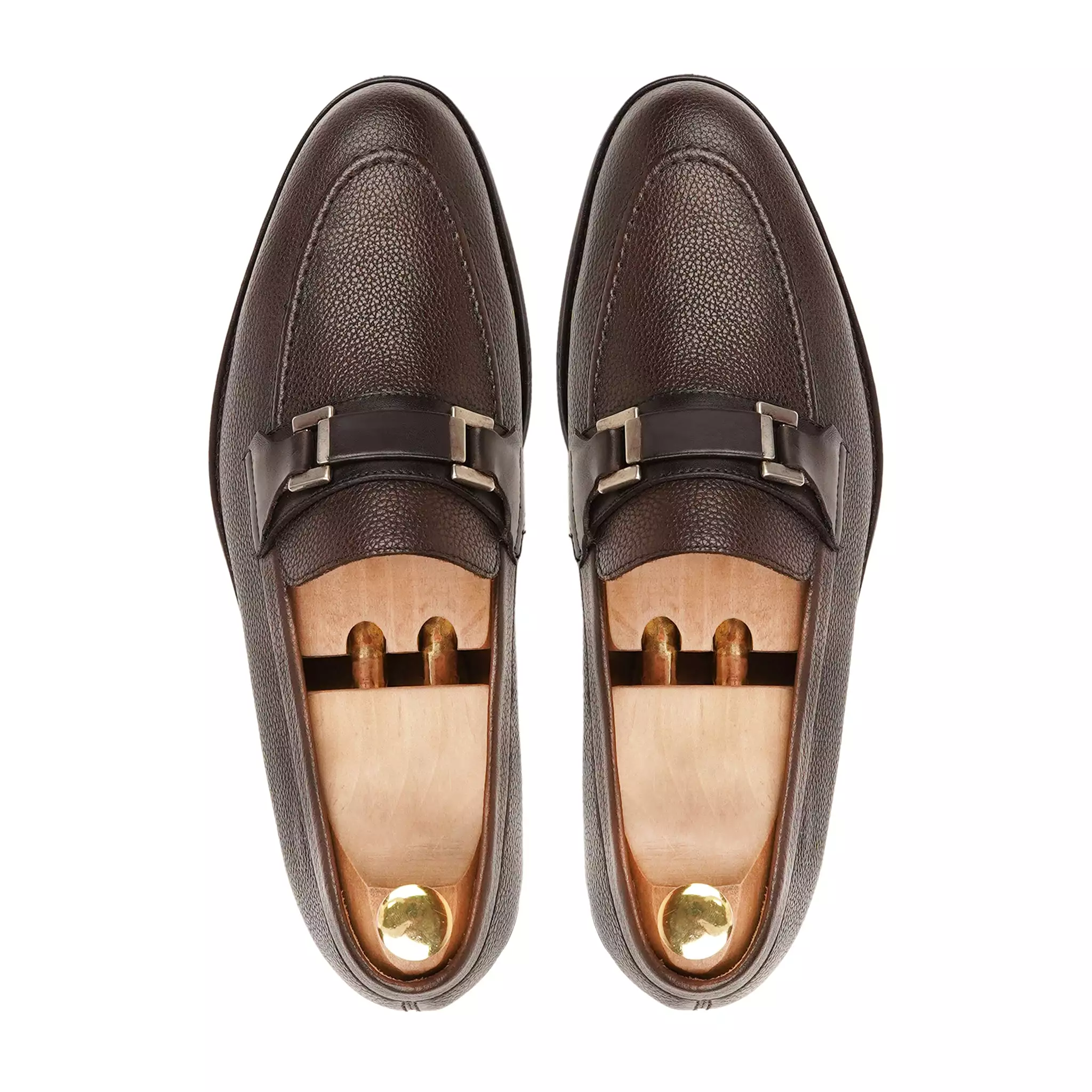 ATHENA - DARK BROWN PEBBLE GRAIN LOAFER