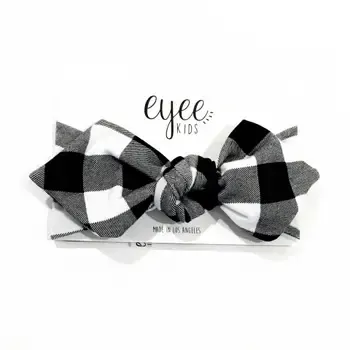 B & W Buffalo Plaid Knot Headband