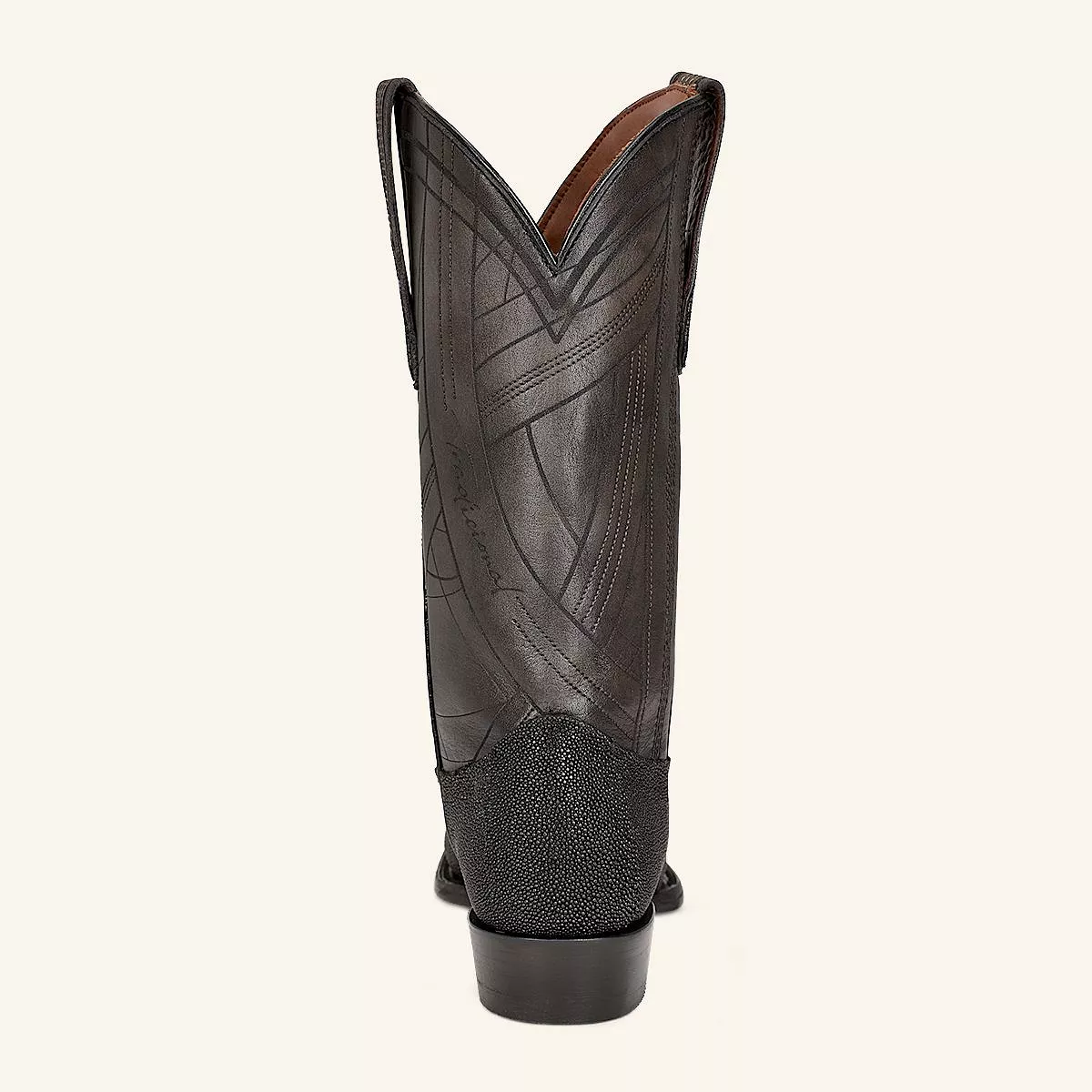 B22PMA - Cuadra Black dress cowboy stingray leather boots for men