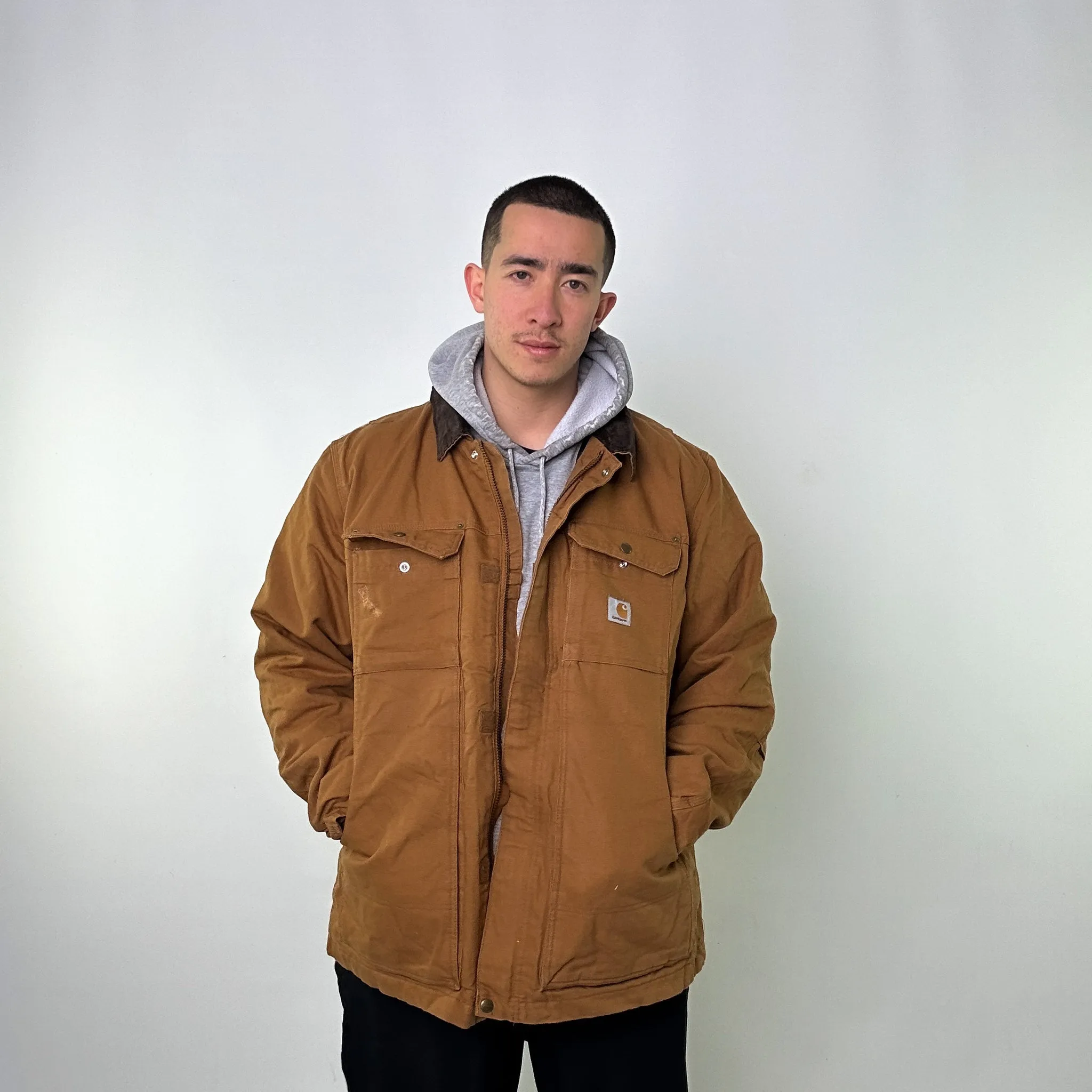 Beige Tan Vintage Carhartt Quilted Arctic Deadstock Workwear Jacket Coat (XL)