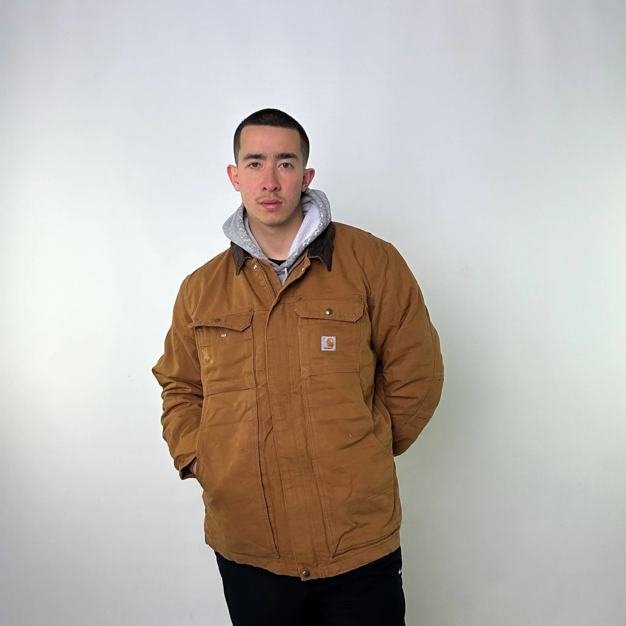 Beige Tan Vintage Carhartt Quilted Arctic Deadstock Workwear Jacket Coat (XL)