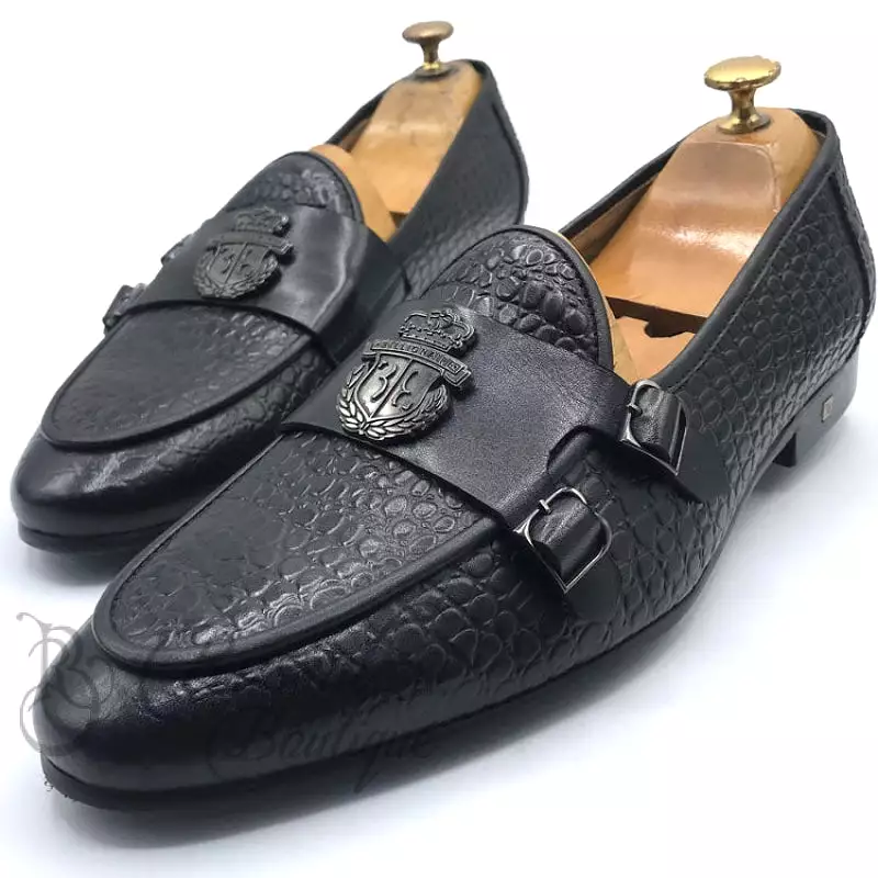 Billionaire leather doublestrap monk shoe | Black