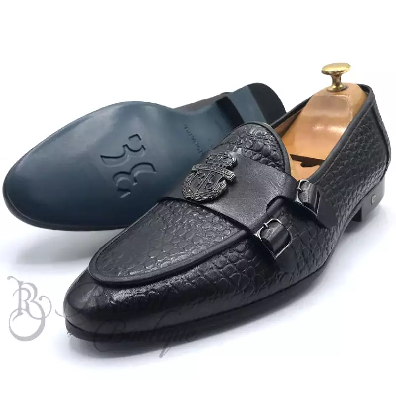 Billionaire leather doublestrap monk shoe | Black