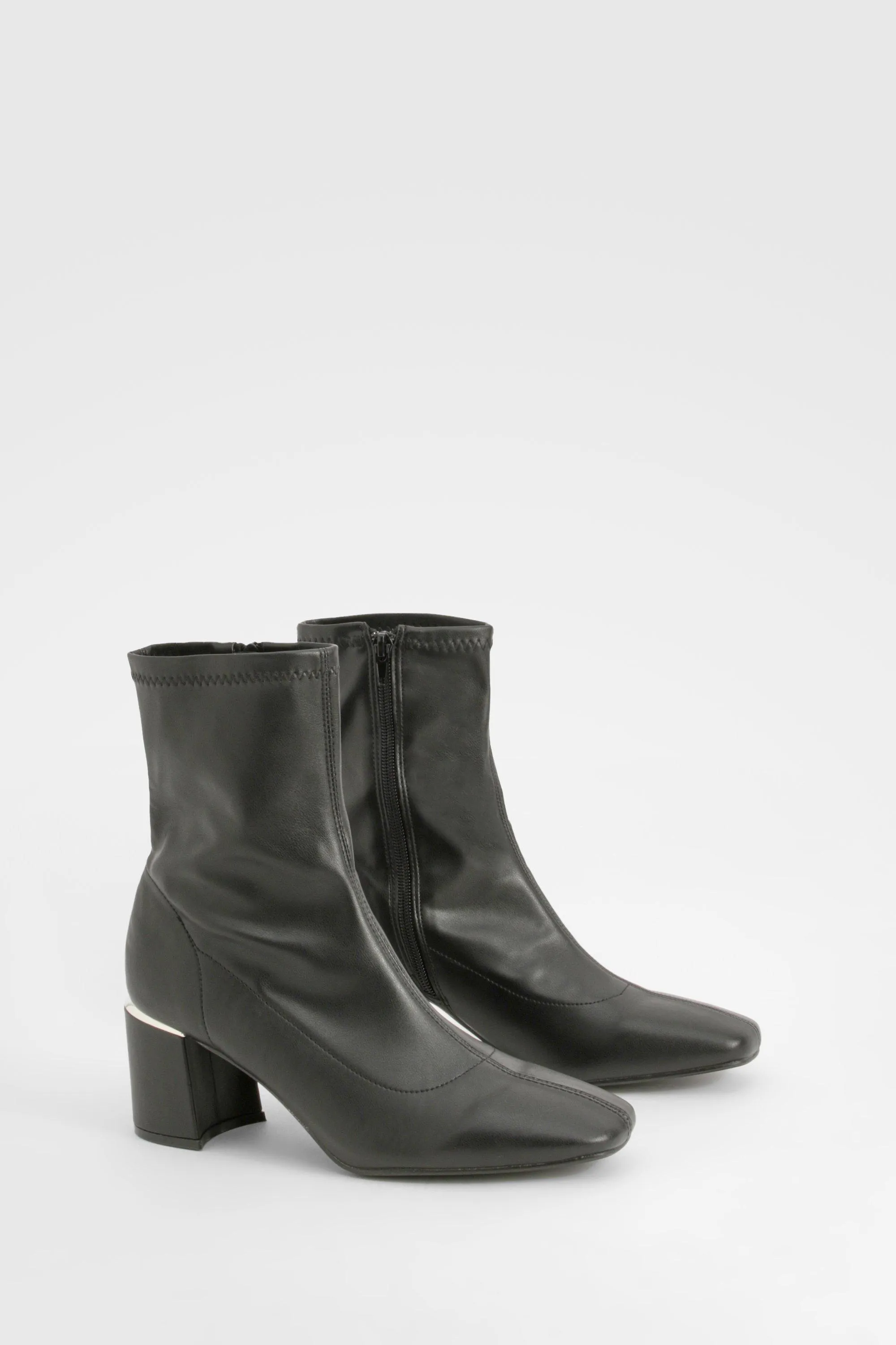 Block Heel Metal Detail Chelsea Boots