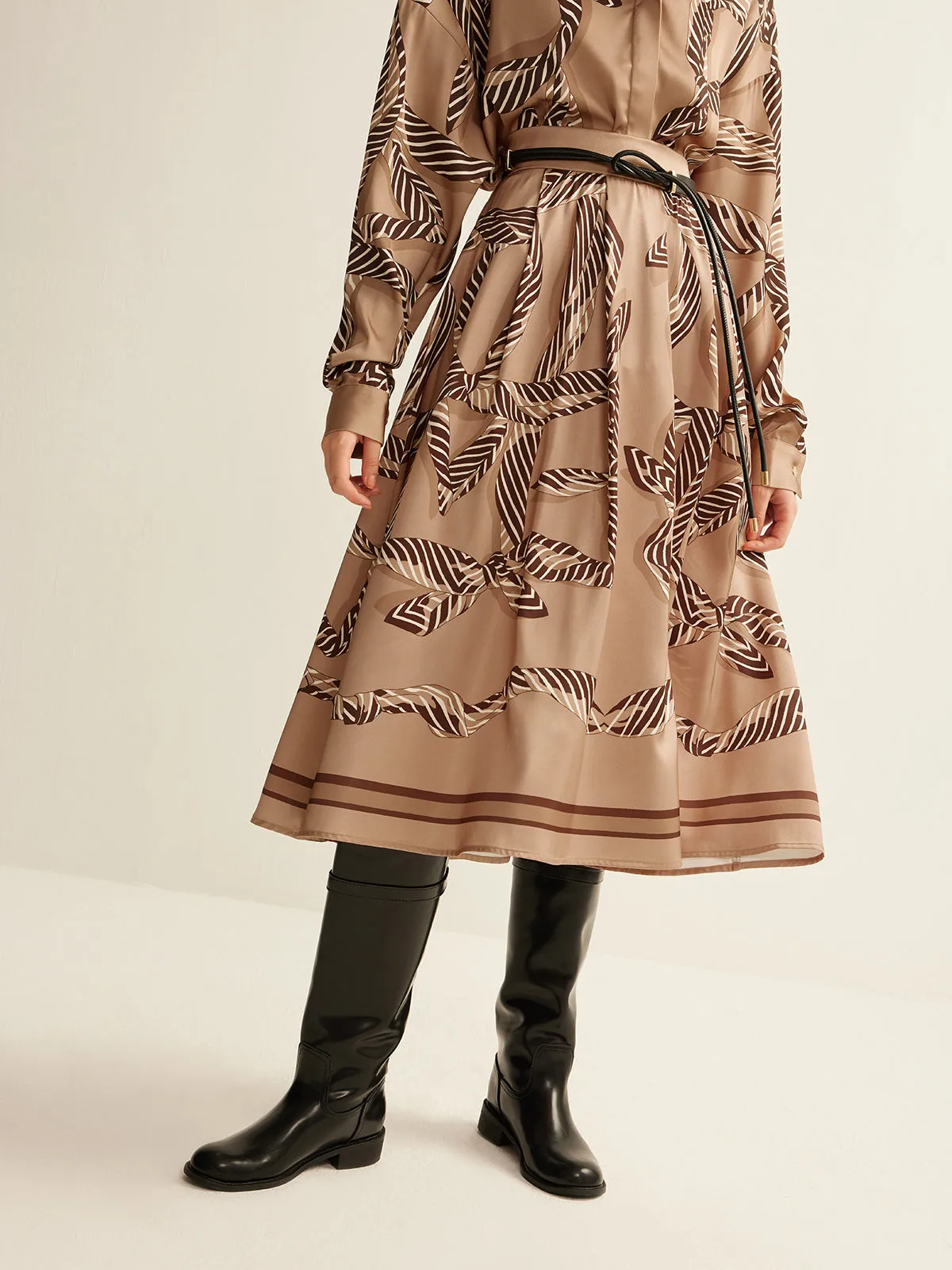 Boheme Printed Midi Skirt Without Belt