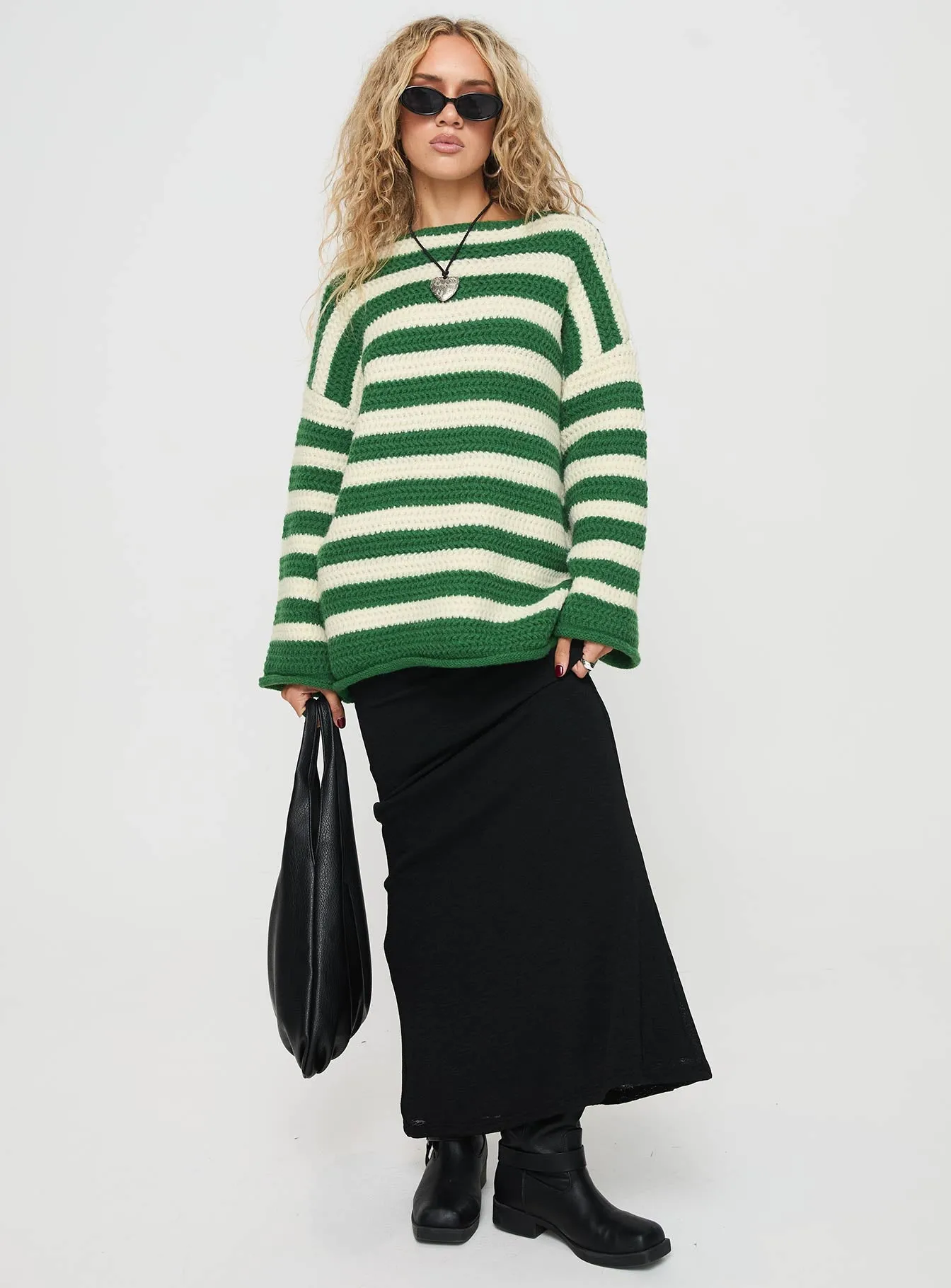 Brando Knit Sweater Green / Cream Stripe