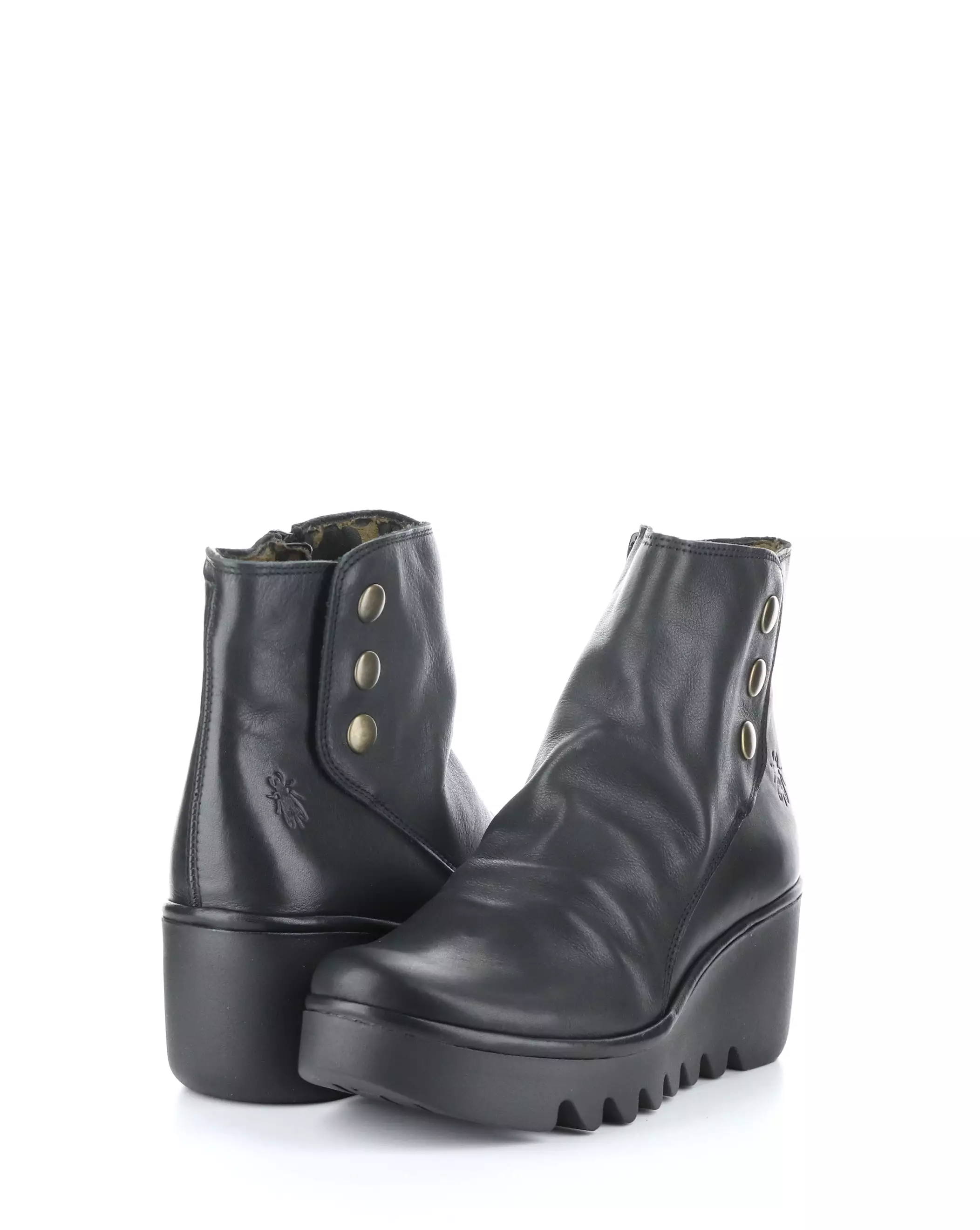 BROM344FLY 008 BLACK Round Toe Boots