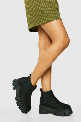 Chunky Sole Faux Suede Chelsea Boots