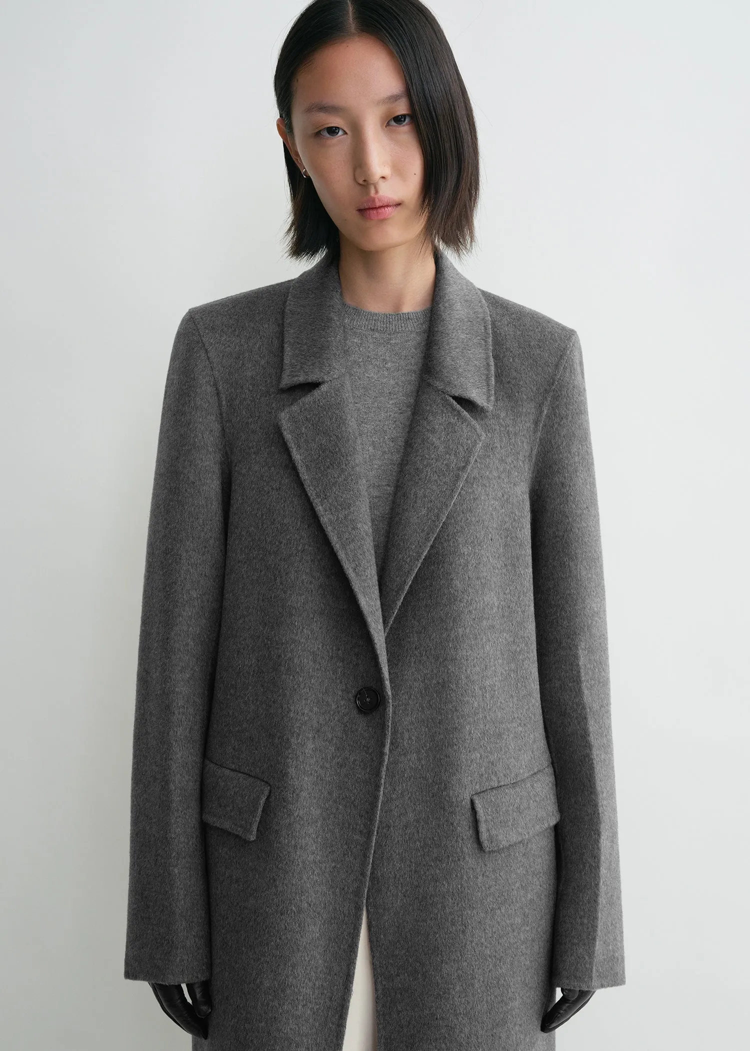 Classic doublé coat mid grey melange