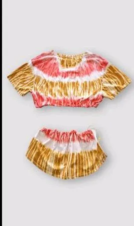 CR977 Ladies Tiedye Set of crop top and mini Skirt - 50 pieces