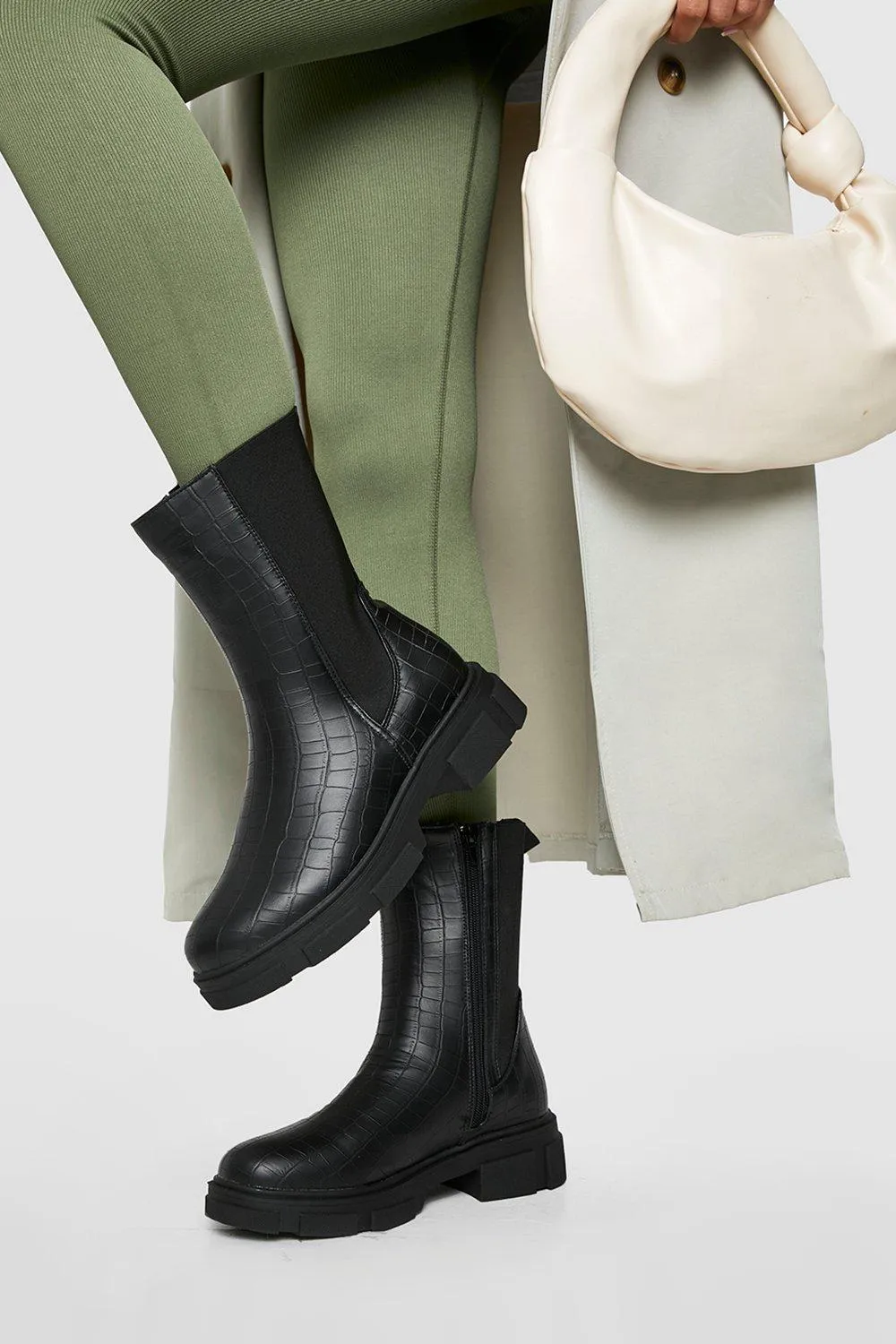 Croc Cleated Sole Chelsea Boots