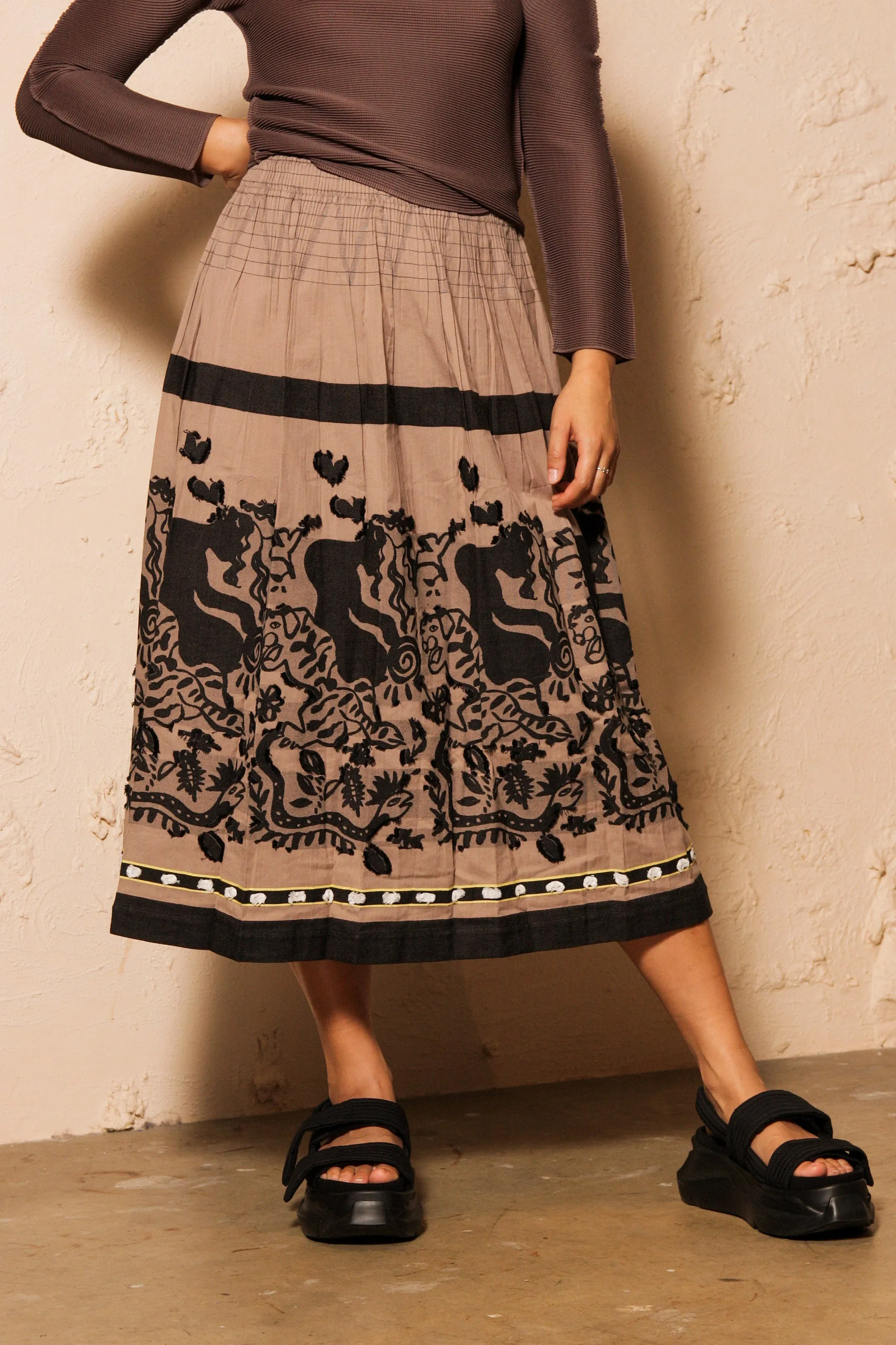 Cycle Jacquard Beige Skirt