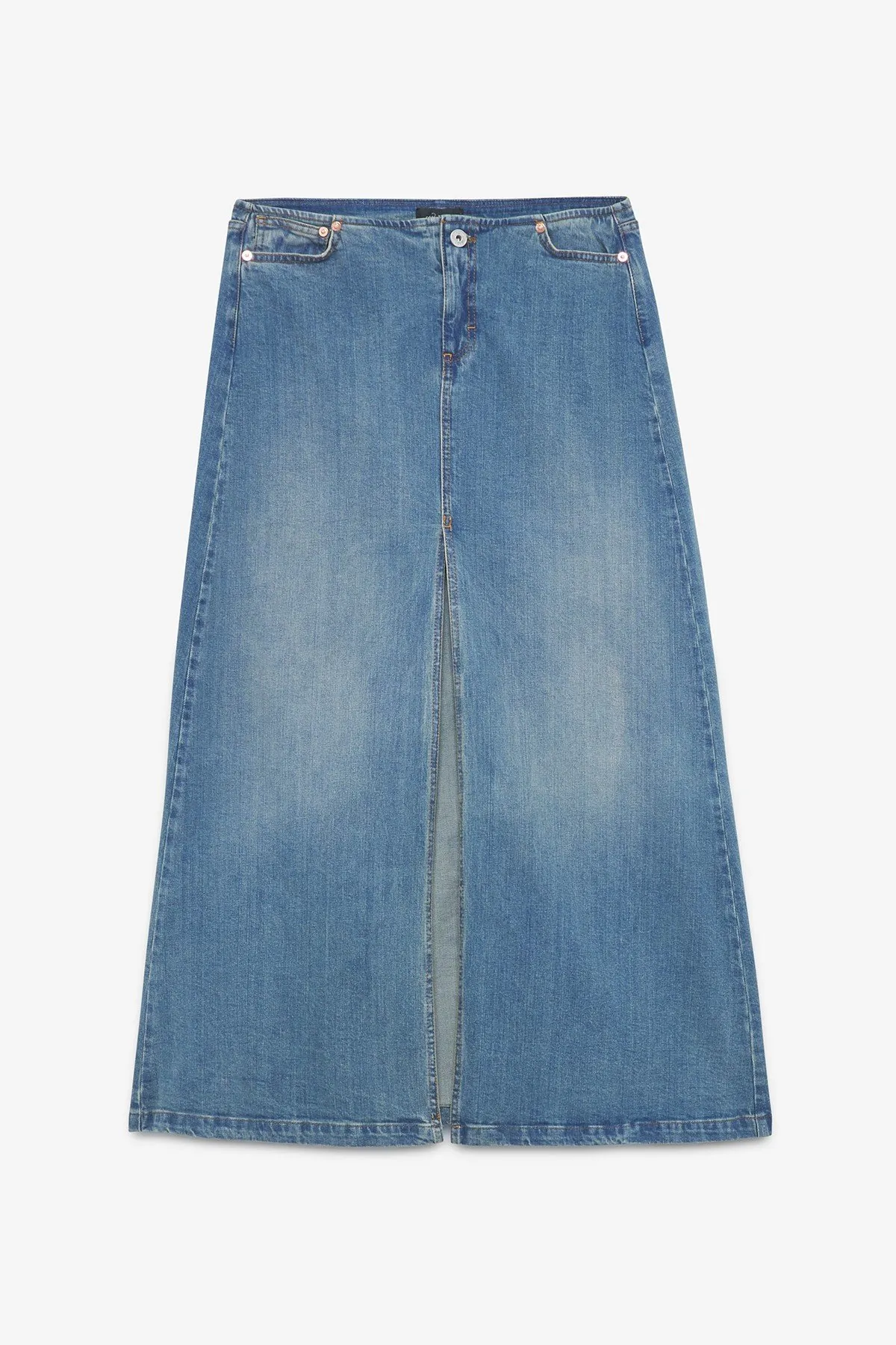 Denim full skirt with split