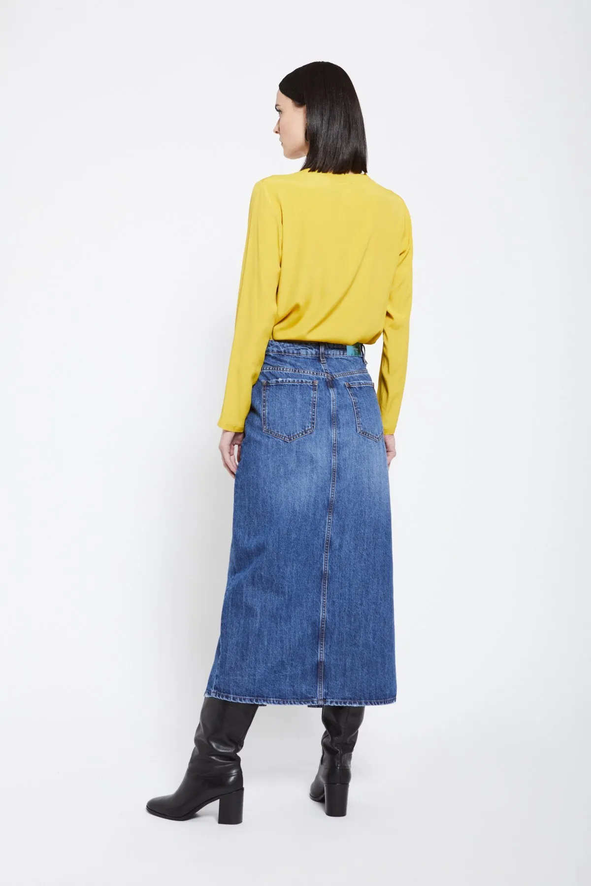 Denim midi skirt