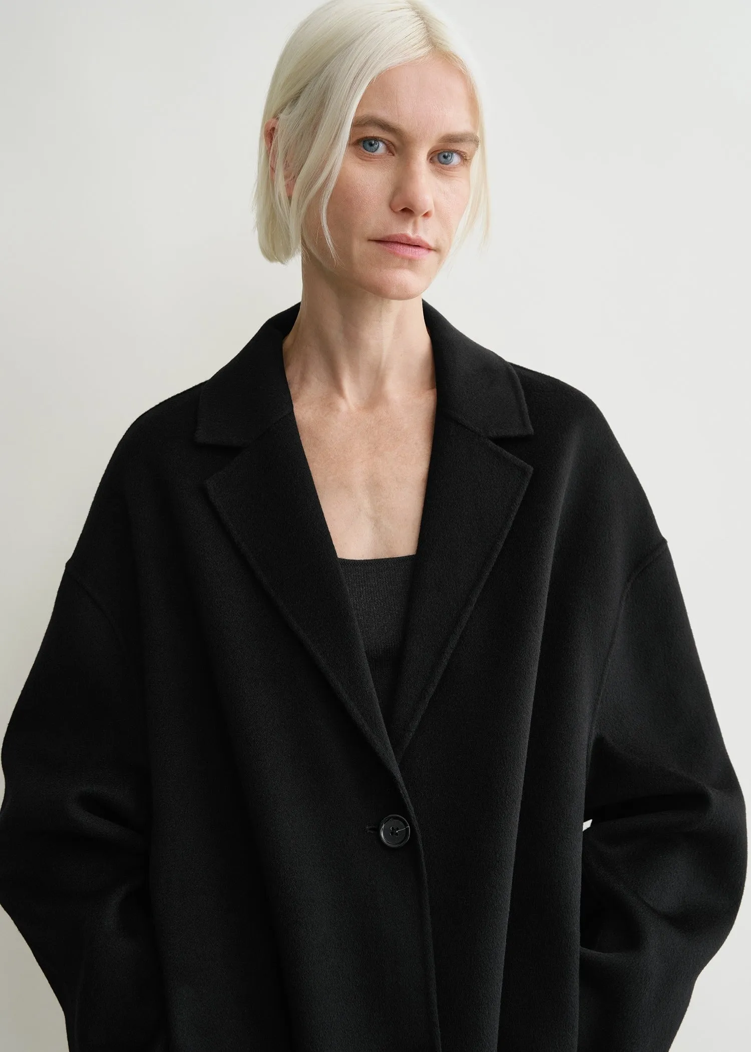 Doublé cocoon coat black