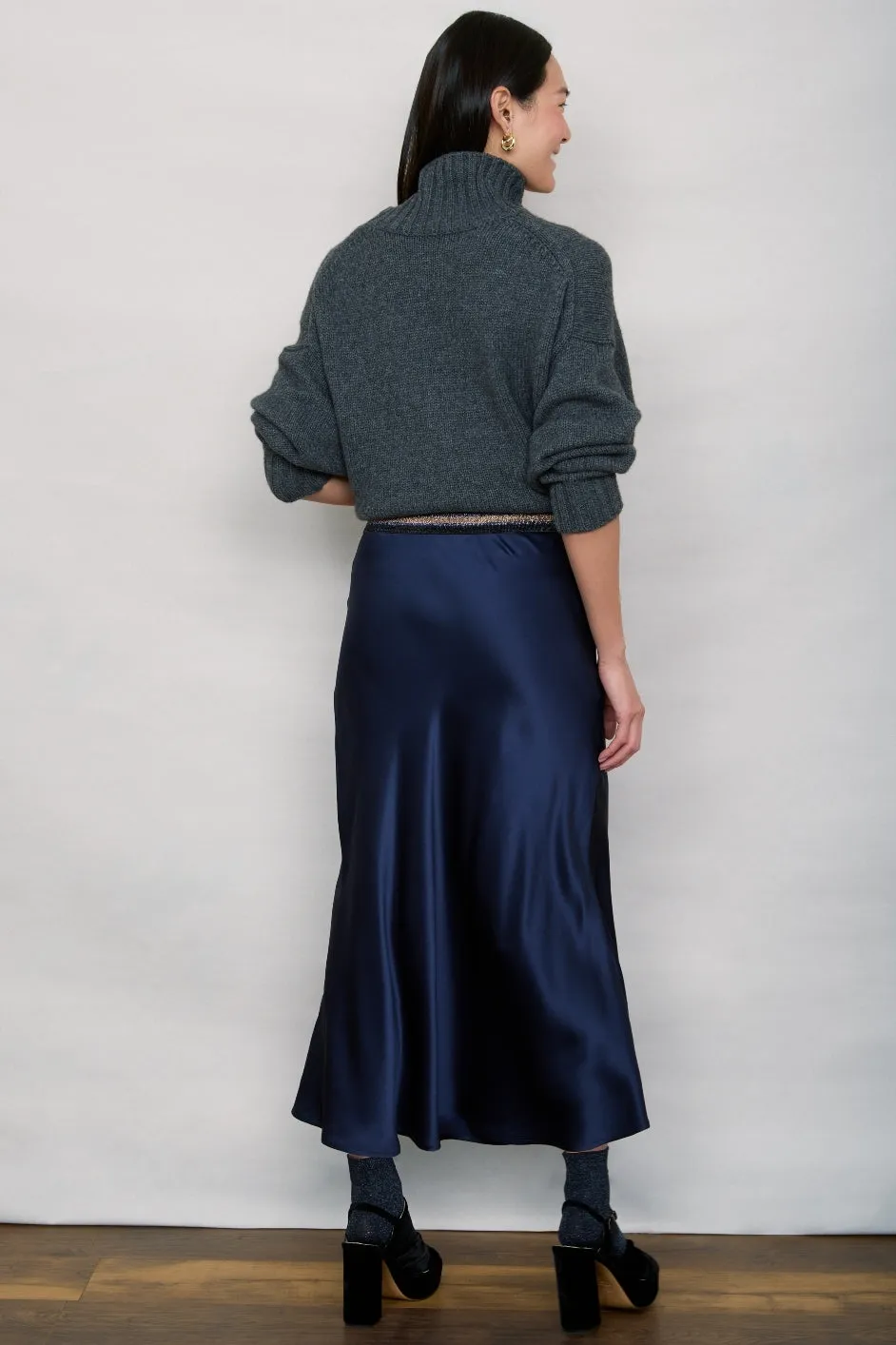 Ella Silk Skirt - Midnight