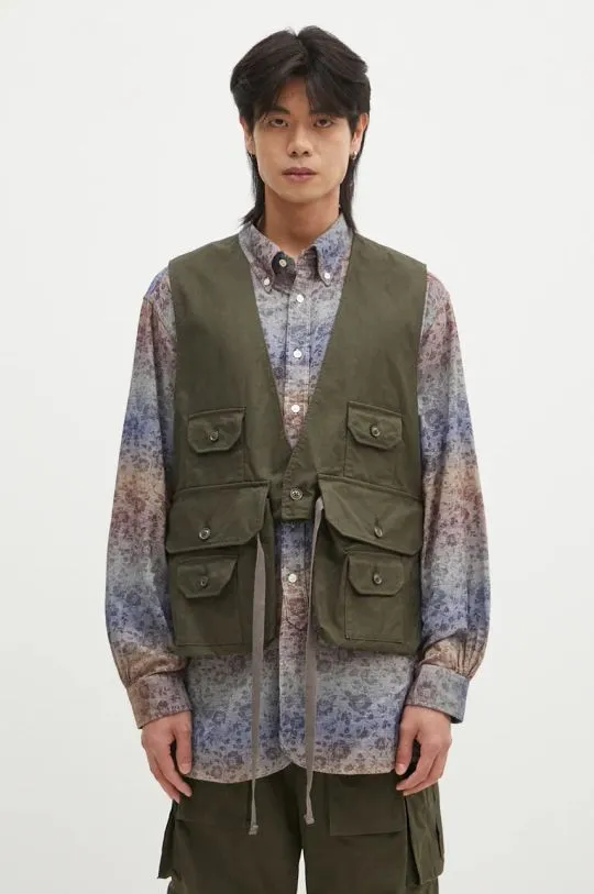 Engineered Garments denim vest Fowl Vest men’s green color 24F1C002