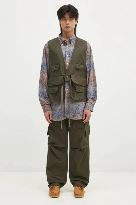 Engineered Garments denim vest Fowl Vest men’s green color 24F1C002