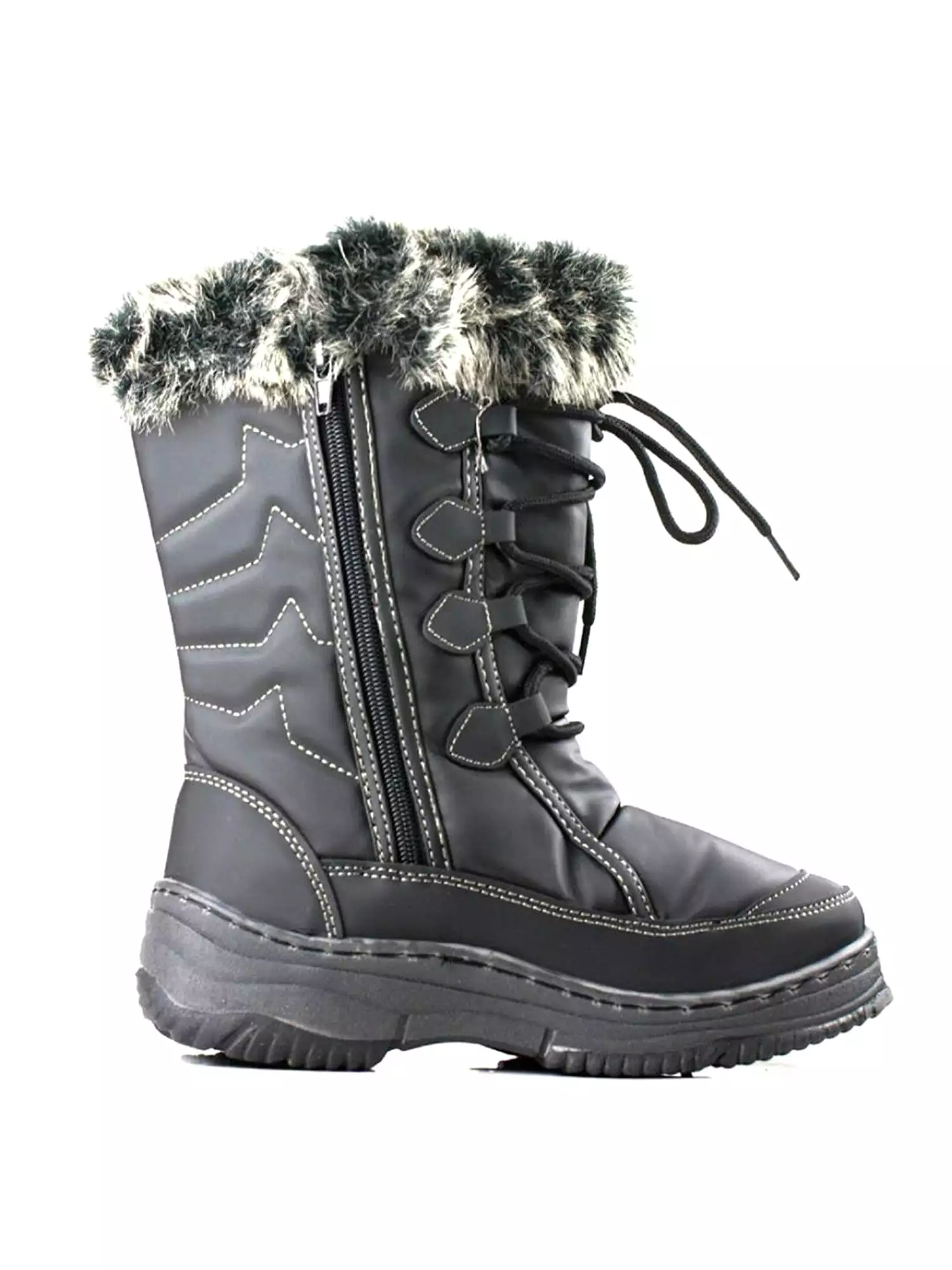 Fashion Waterproof Women Winter Boots Nonslip Warm Snow Boots Mid Calf Rubber Flat Lace Shoes Winter Shoes Wellies