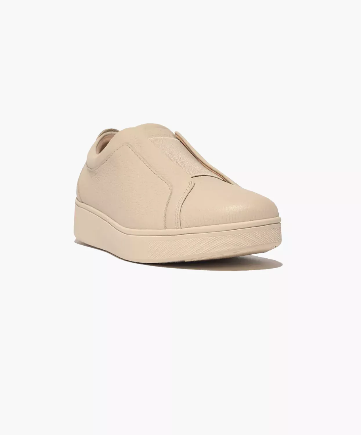 FitFlop Rally Elastic Tumbled-Leather Slip-On Sneakers Beige