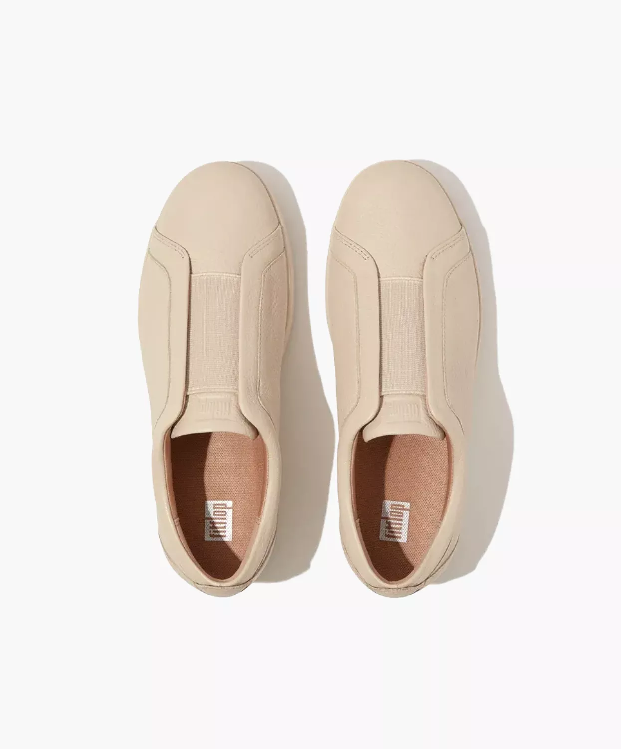 FitFlop Rally Elastic Tumbled-Leather Slip-On Sneakers Beige