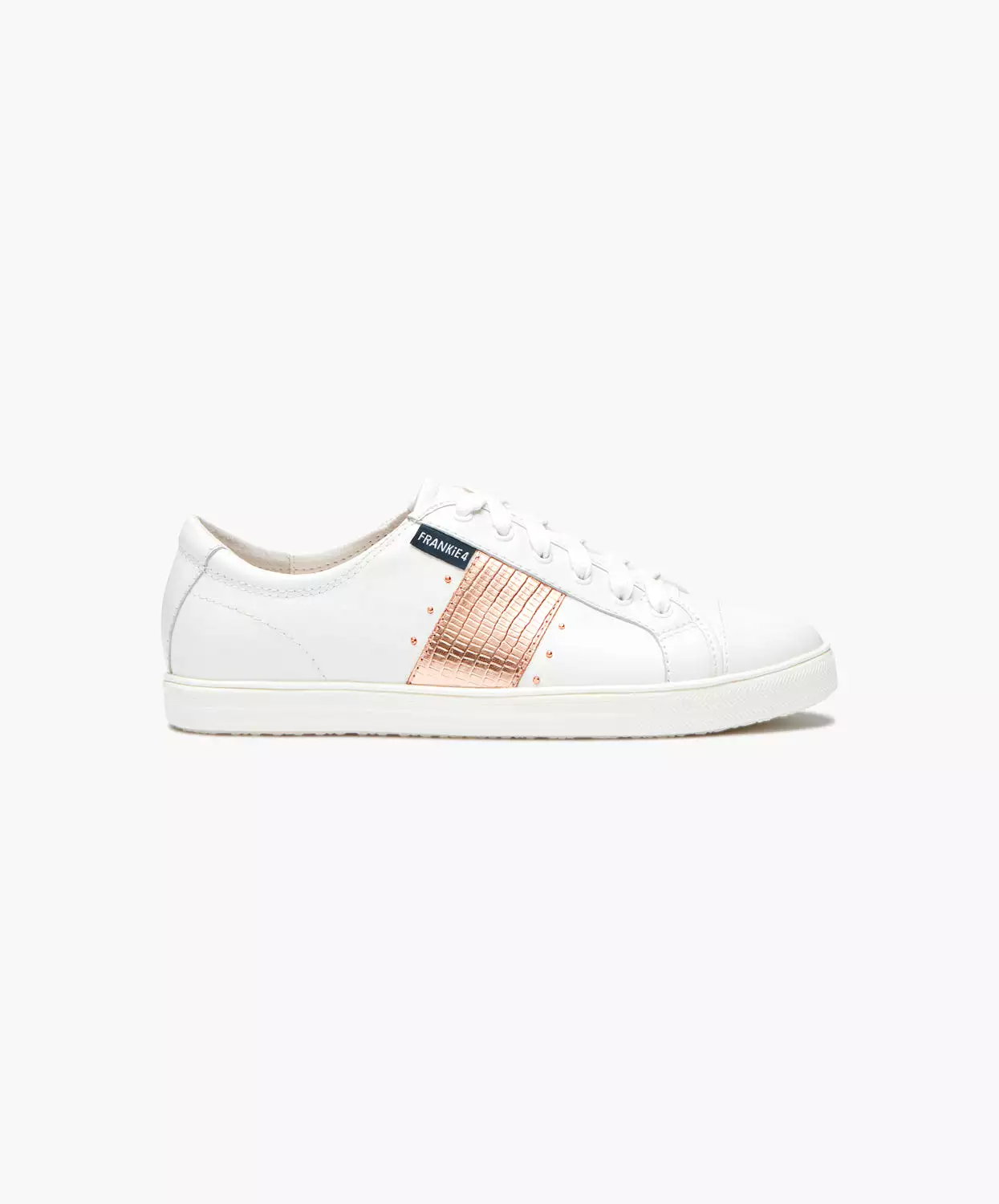 FRANKIE4 Elena II White/Rose Gold Lizard Emboss Sneakers