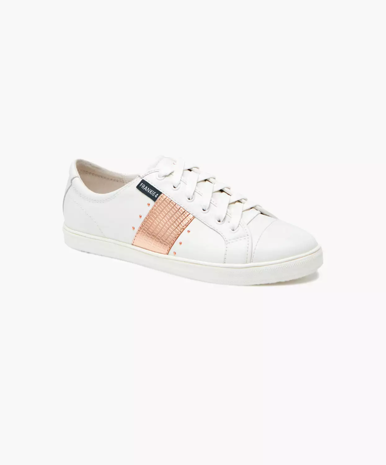 FRANKIE4 Elena II White/Rose Gold Lizard Emboss Sneakers