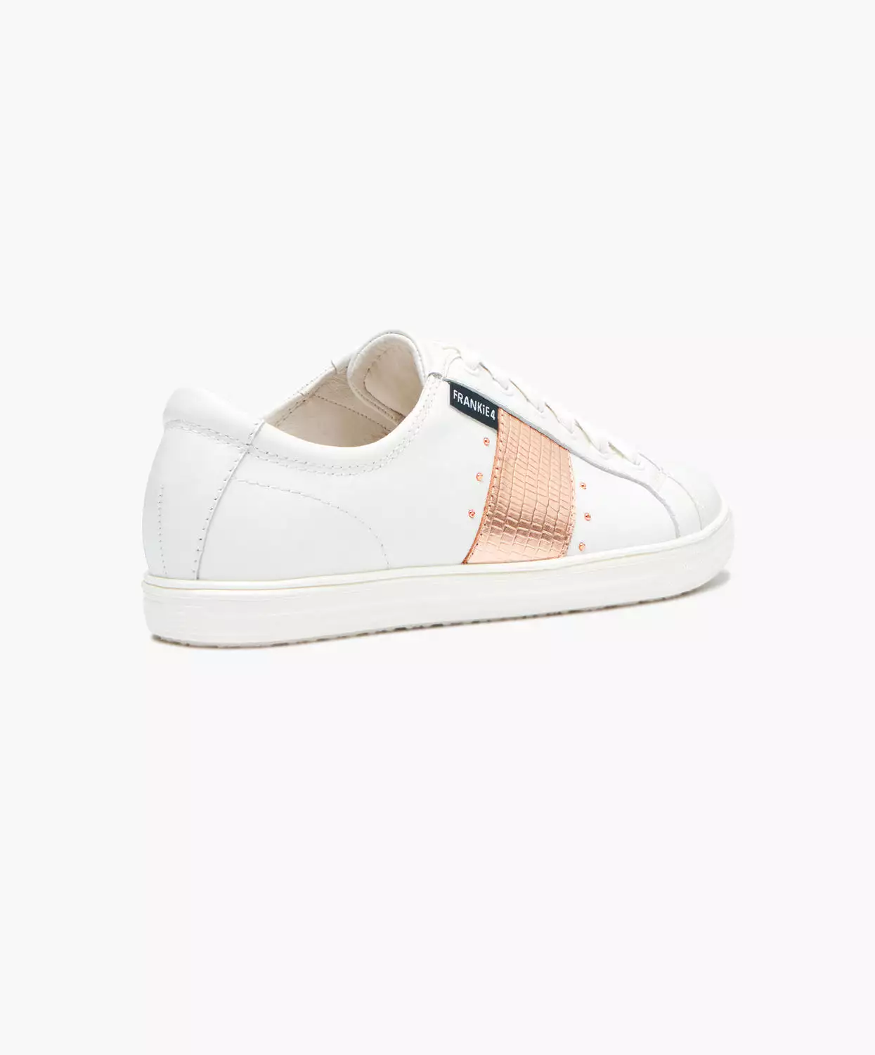 FRANKIE4 Elena II White/Rose Gold Lizard Emboss Sneakers