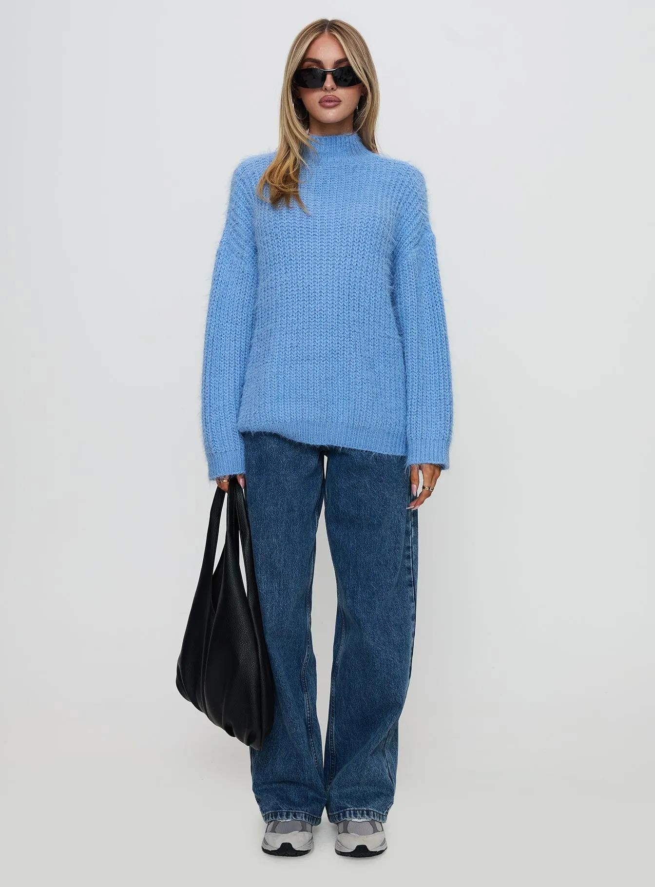 Gavelston Crew Neck Waffle Sweater Blue