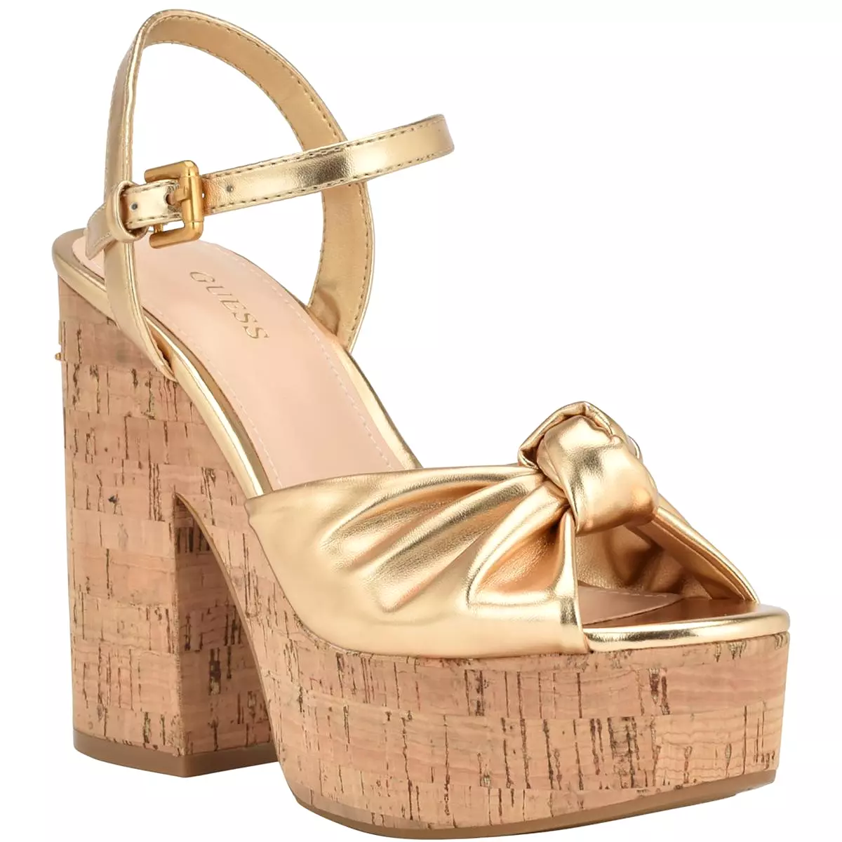 Guess Womens Yipster Faux Leather Knot-Front Platform Sandals