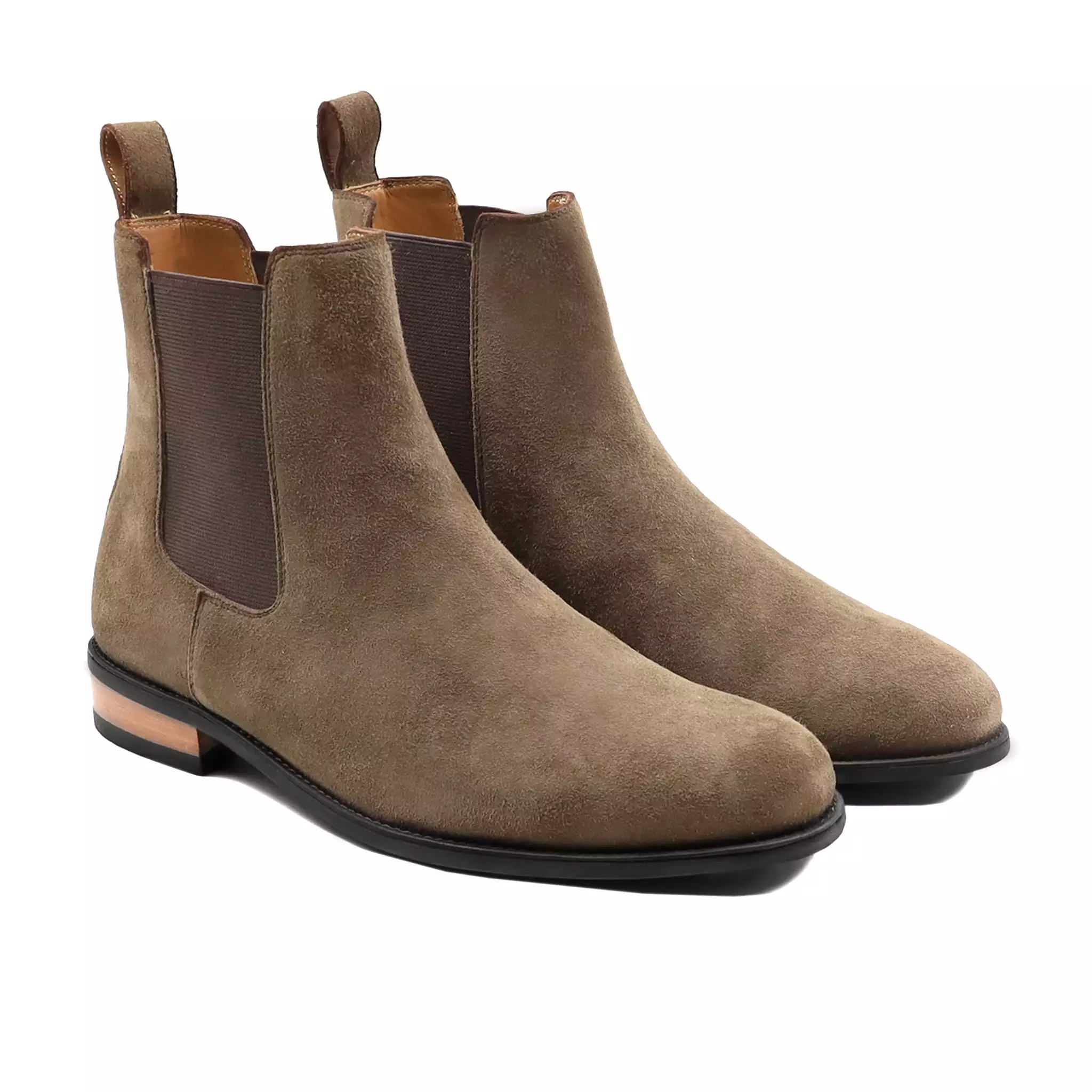 Hanbe - Men's Brown Kid Suede Chelsea Boot