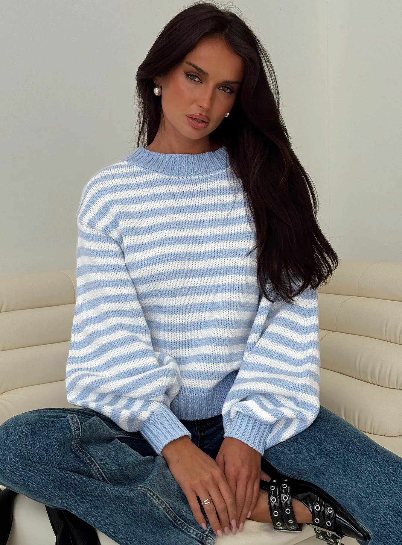 Harmony Knit Sweater Blue / White Stripe