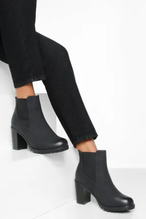 Heeled Pu Chelsea Boots