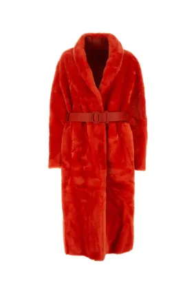 Jil Sander Red Shearling Coat