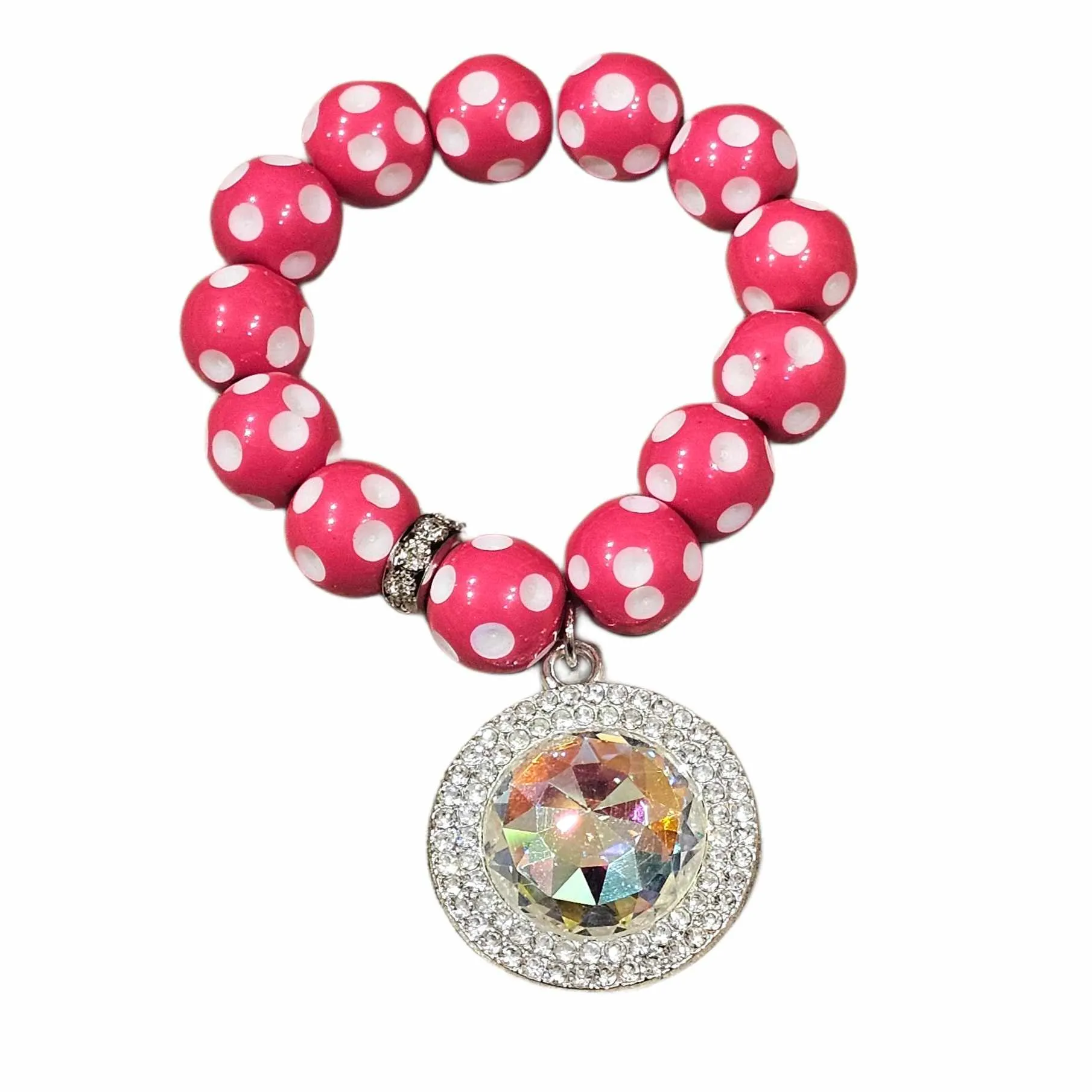 KIG Hot Pink White Bling Chunky Bracelet