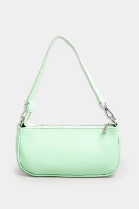 Light Green Faux Croc Shoulder Bag